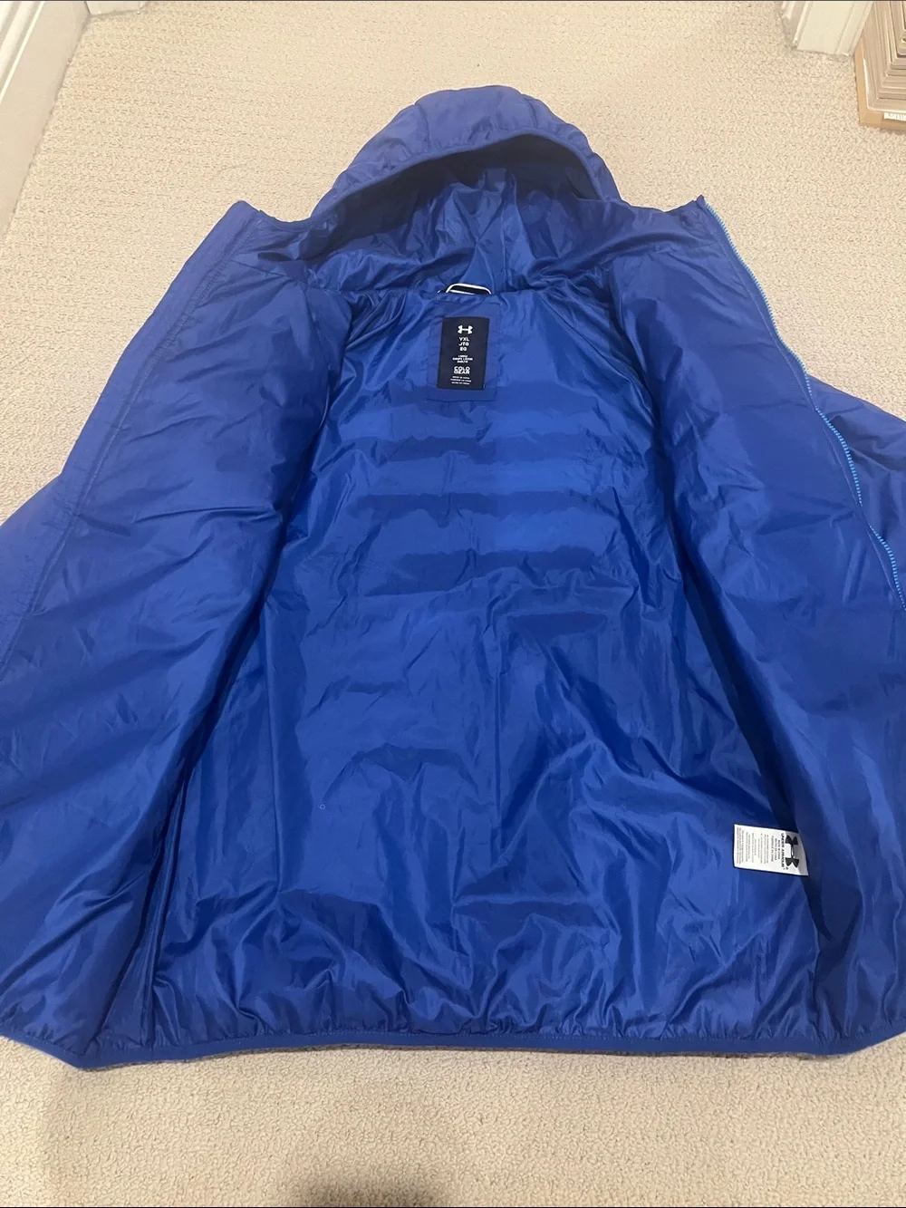 Under Armour Kids Blue and Royal Hooded Puffer Jacket